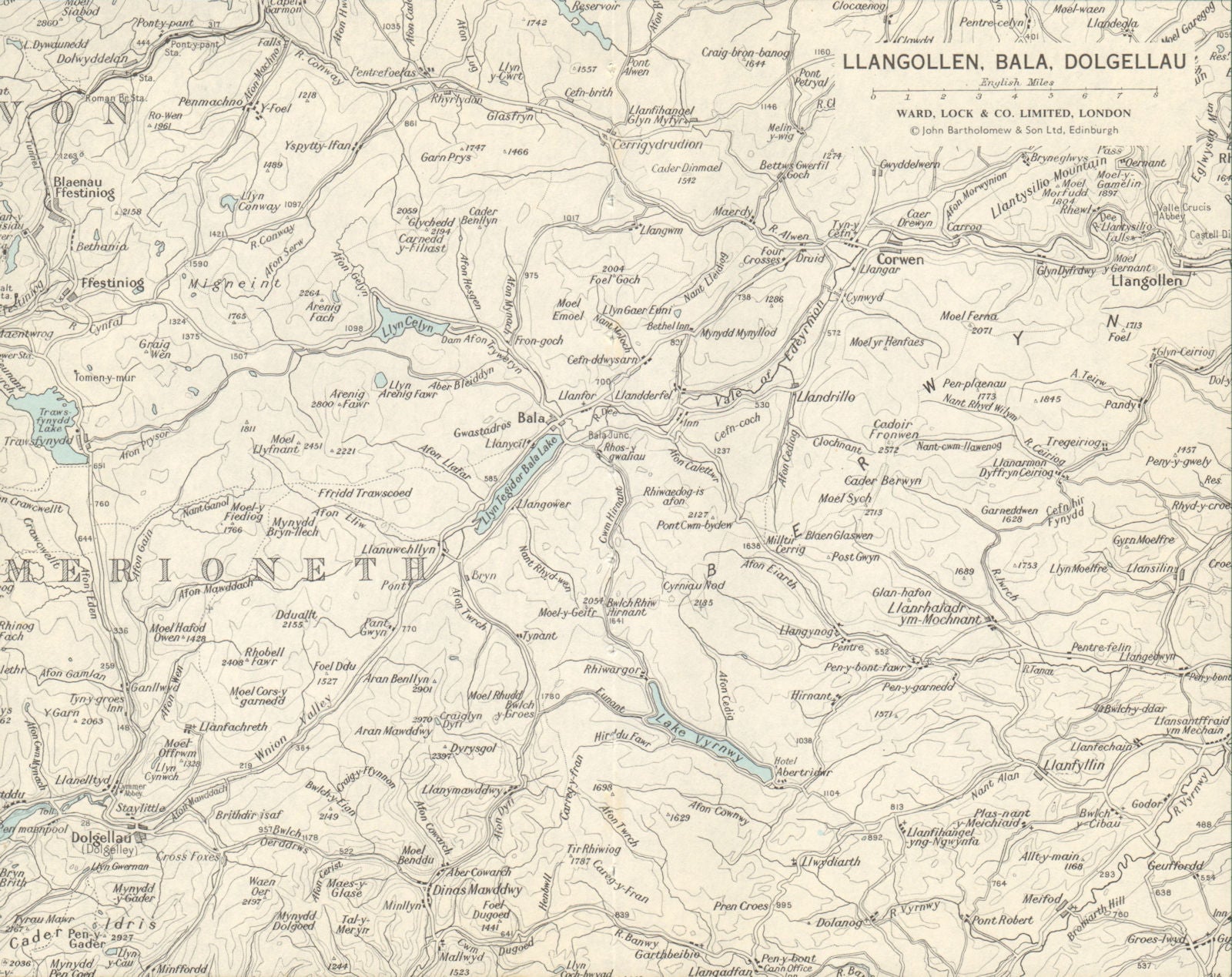 CENTRAL WALES Snowdonia Llangollen Bala Dolgellau Ffestiniog. WARD LOCK 1968 map